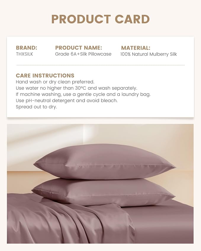 THXSILK Mulberry Silk Pillowcase for Hair and Skin with Hidden Zipper, Both Side 19 Momme Silk, Hypoallergenic Pillowcase Pillow Cover(20inch x 36inch, King Size, Purple, 1pc)