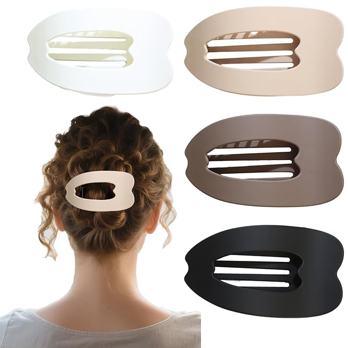 Large Flat Hair Clips for woman,4PCS French Flat Hair Claw Clips,Duckbill Hair Clips for Thick and Thin Hair,Matte No-Slip Hair Clip Strong Hold Barrettes (Multicolor)