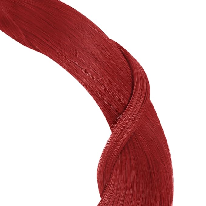 YoungSee Nano Hair Extensions Human Hair Red 18 Inch Nano Extensions Human Hair Colored Nano Ring Hair Extensis Red Nanobeads Hair Extensions Softness Cold Fusion for Festive Gatherings 25g 25s