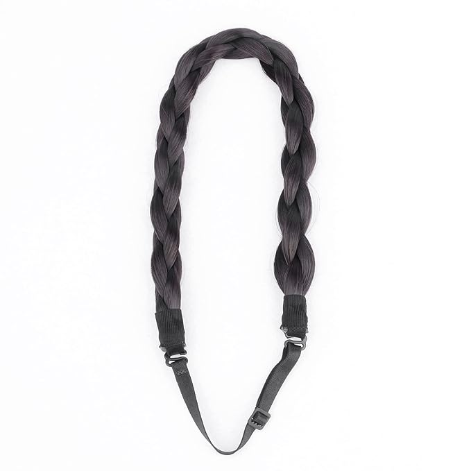 DIGUAN Chubby Narrow Synthetic Hair Braided Headband Classic Chunky Plaited Braids Elastic Stretch Hairpiece Women Girl Beauty accessory, 58g (Deep Brown)