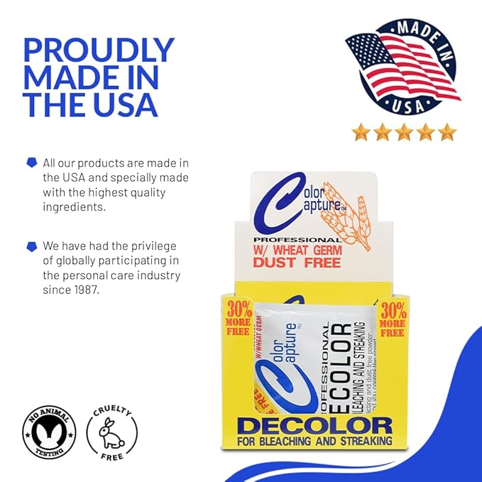 Decolor - Hair Bleach Powder for Bleaching & Streaking, Blue (1.3 Oz Pack of 12)