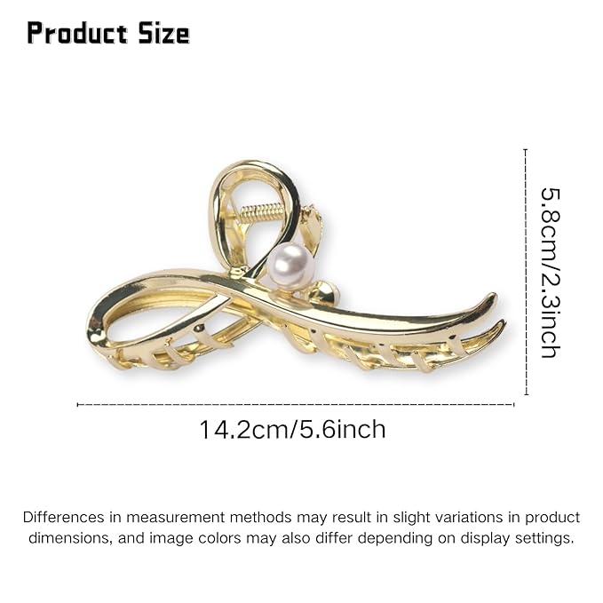 Metal Hair Clips Gold Bow Hair Claw Clips with Pearl Large Bow Claw Clip Strong Hold Nonslip Hair Jaw Clip for Thin Thick Hair Stylish Hair Accessories for Women