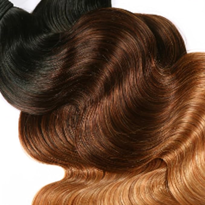 30 32 34 Inch Ombre Body Wave Bundles Human Hair T1B4/27 Bundles Grade 8A Peruvian Virgin Hair Extensions Double Weft Real T1B4/27 Hair Weave 100g/Pc