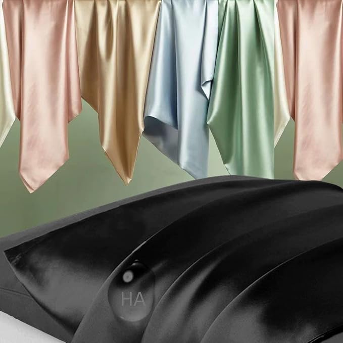 Silk Body Pillow Pillowcase, Mulberry Silk Body Pillow Cases with Zipper, Smooth, Anti Acne, Cooling Sleep Both Sides Natural Silk Satin 20x54 Body Pillowcase, Gifts for Women Men, Black