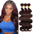 30 32 34 Inch 99j Bundles Human Hair Burgundy Body Wave Bundles 2 Tone Red and Black Bundle Grade 8A Brazilian Virgin Remy Hair Extensions For Woman