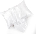 White Satin Pillowcase Standard Set of 2 with Envelope Closure，White Silk Pillowcase for Hair and Skin (20x26)