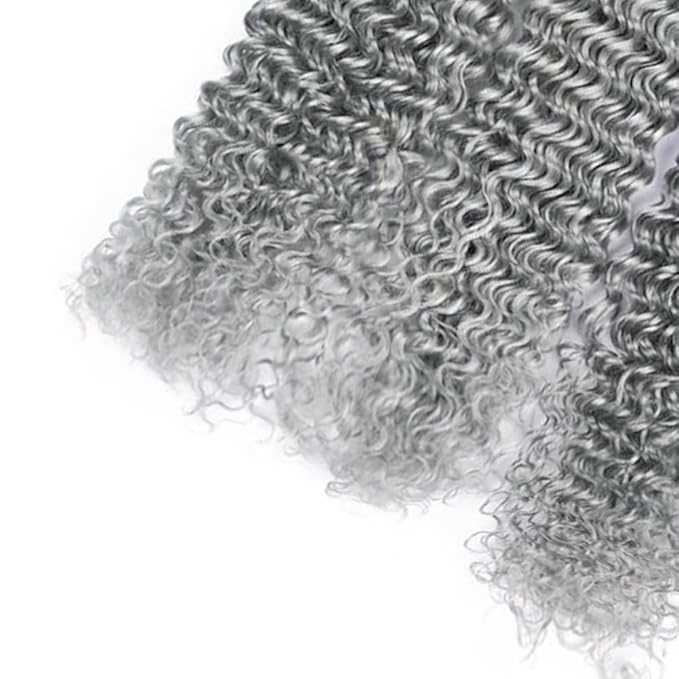 28 30 32 Inch Light Grey Bundles Human Hair Grey Deep Wave Bundles Double Weft Virgin Remy Silver Bundle Hair Weave Pure Grey Color