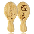 Portable Wooden Hair Brush with Custom Name Engraving, 2 Piece Mini Brushes Gifts for Girls, Daughter, 20 Personalized Design Options, Mirror Option Available