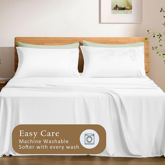 TOSMO Luxury Pillow Case Set of 2 - Cooling Viscose Derived from Bamboo, Oeko-TEX, Breathabl Silky Soft Pillow Cases with Envelope Closure (King / 20x40, Classic White)