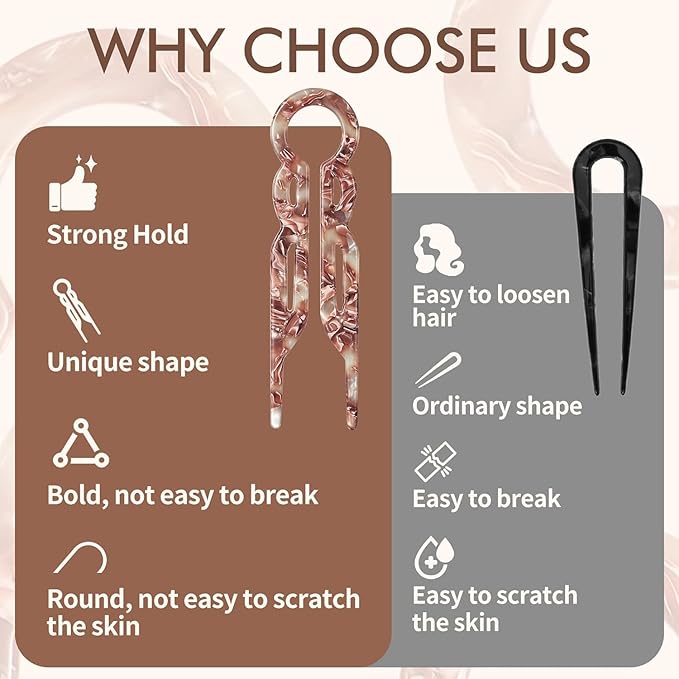 Prestige French Hair Pins,New Hair Accessories, Elegant Hair Clips for Women, Suitable for All Hair Types (3pcs)