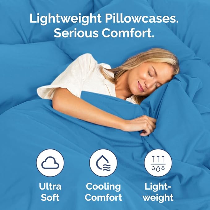 King Pillow Cases Set of 4 - Ultra Soft Hotel Quality Pillowcase Covers - Comfy, Cozy & Wrinkle Free - Shrinkage, Stain & Fade Resistant - Machine Washable Pillow Protectors - 4 Piece Set - Denim Blue