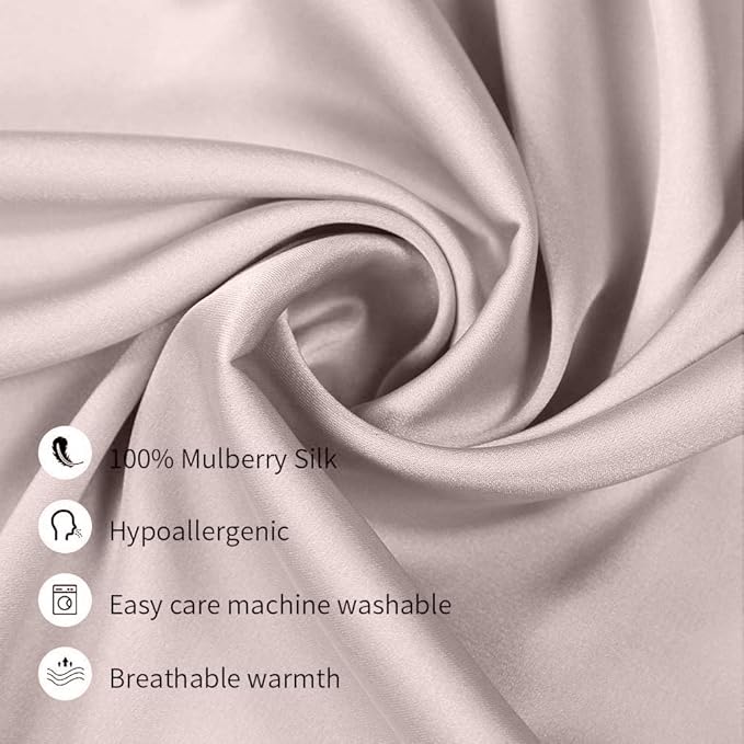 100% Mulberry Silk Pillowcases Set of 2 for Hair and Skin and Super Soft and Breathable Standard Size Nature Silk Pillowcases (Standard, Apricot Gray)