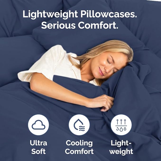 Queen Pillow Cases - 2 Pack - Super Soft Pillowcase Covers - Envelope Enclosure - Hotel Quality Pillow Protectors - Wrinkle Free, Shrink & Stain Resistant - Machine Washable - 20" x 30" (Navy Blue)
