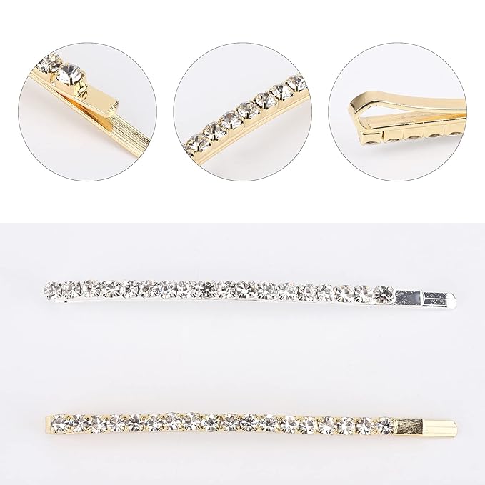 20 Pieces Rhinestone Bobby Pins Crystal Hair Clips Gold and Silver Diamond Hair Pin Sparkling Hair Barettes Sytling Decorative Accessories for Women and Girls