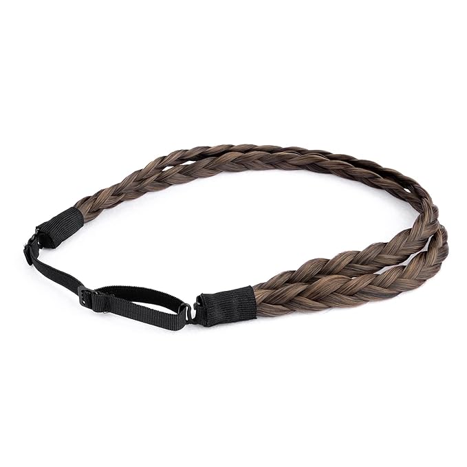 DIGUAN Double Three Strand Synthetic Hair Braided Headband Hairpiece Extension Women Girl Beauty accessory (Copper Brown)