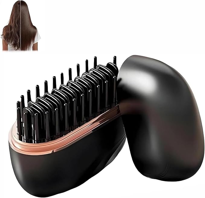 Mini Hair Straightener,30s Heating Wireless Cordless Portable Hair Straightener Brush,3-Speed Temperature Control,Christmas Gift for Women Men Home or Travel