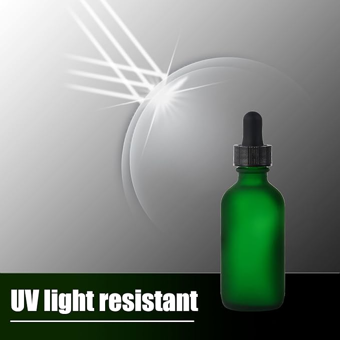 12 Pcs, 1oz Glass Dropper Bottle, Leakproof Tincture Bottles with Dropper, Green Reusable Eye Dropper Bottle, Preety Frosted Texture, for All Kinds of Liquids (Green-Frosted, 1oz-12pcs)