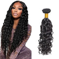 Bundles Human Hair Natural Black Water Wave Bundles 16 Inch Niegmeag Brazilian Virgin Remy Hair Extensions Double Weft Color 1B Wet and Wavy Bundle Hair Weave