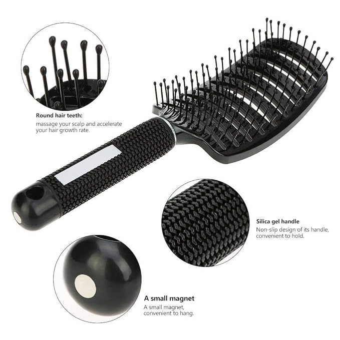 Vent Blow Dryer Hair Brush, Women Thick Long Curly Paddle Detangling Massage Brush, Fast Drying Straight Volume Comb, Curved Anti Static Styling Tool for Wet/Dry Hair