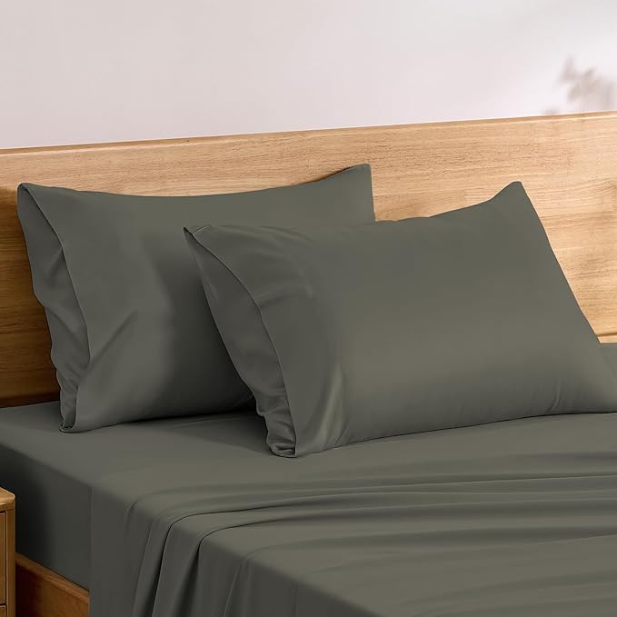 TOSMO Luxury Pillow Case Set of 2 - Cooling Viscose Derived from Bamboo, Oeko-TEX, Breathabl Silky Soft Pillow Cases with Envelope Closure (King / 20x40, Charcoal)