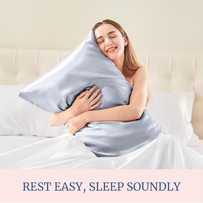 BEDELITE Satin Pillowcase for Hair and Skin, Super Soft Similar to Silk Pillow Cases 4 Pack with Envelope Closure, Cooling Pillowcases for Women Men (20"x30" Queen Size, Evening Haze)