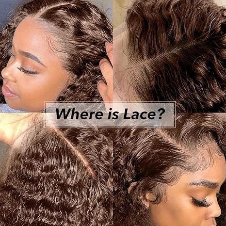 250% Density 34 Inch 13x6 FULL SKINLIKE HD Chocolate Brown Deep Curly lace front wigs Pre Plucked Real 0.10mm Ultra-thin Invisible Water Wave HD Lace Front Wigs Human Hair Small Knots Full Virgin Hair