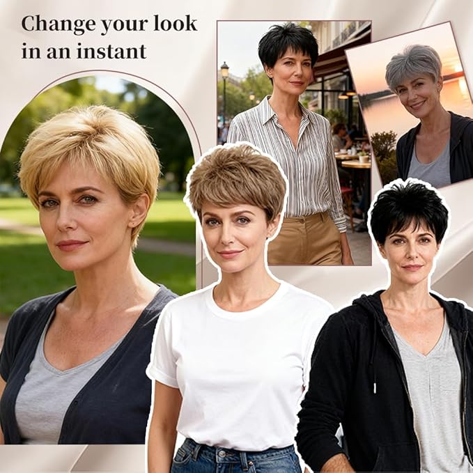 Short Hair Topper for Thinning Hair 4 Inch Short Pixie Cut Toppers Pieces Natural Curly Synthetic Black Wiglets Hairpieces (Light Ash Blonde, 4 inch)