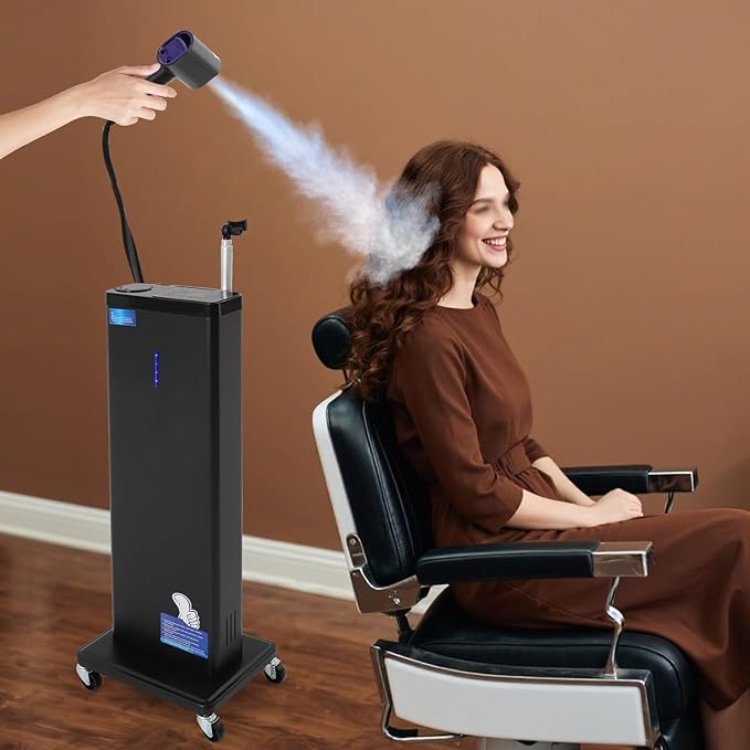 Nano Hair Steamer, 3-in-1 Professional Nanoscale Spray for Hair Care Hair Repair, 1300W Nano Mist Hair Steamer for Deep Conditioning with Bottom Wheels and Smart Touch Control