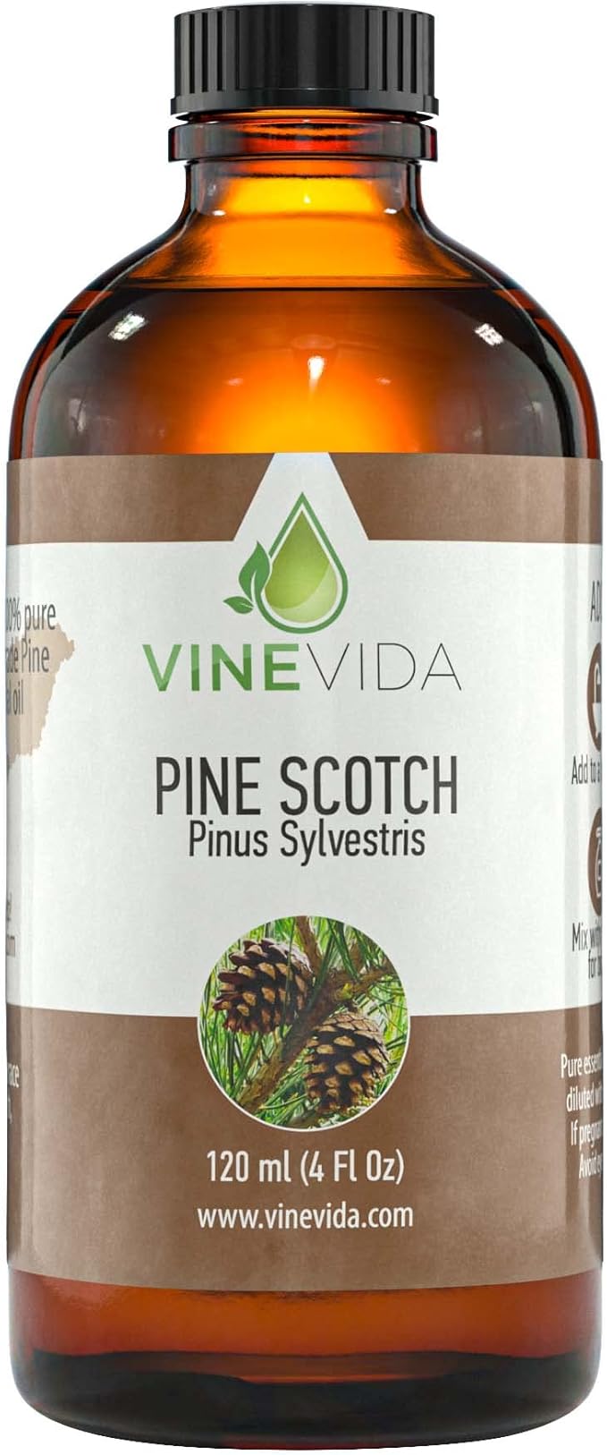 VINEVIDA Pine Scotch Essential Oil 4 oz - Undiluted Oil - DIY Candle Scents - Bulk Oil for Soap Making - Safe for Skin