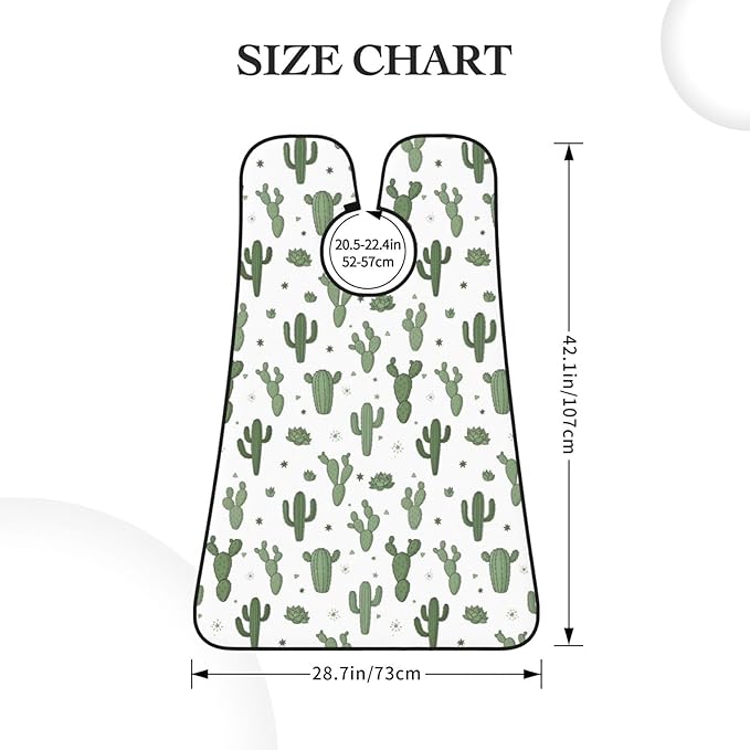 Adjustable Non-Stick Beard Apron, Hair Catcher Cape for Shaving Grooming, Waterproof with Suction Cups Men, Floral Cactus Shave Bib