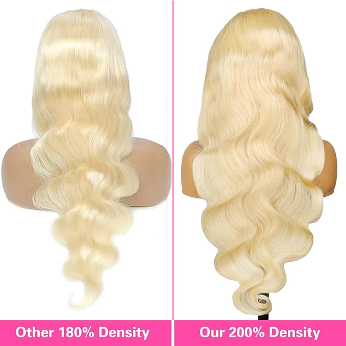 26 Inch 613 Lace Front Wigs Human Hair 200 Density 13x6 HD Transparent Lace Full & Thick Body Wave 613 Blonde Wig Glueless Pre Plucked with Baby Hair