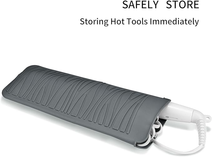 2 Pack Silicone Heat Resistant Travel Pouch for Straightener, Crimping Wand, Curling Wand, Flat Iron (Light Grey&Beige)