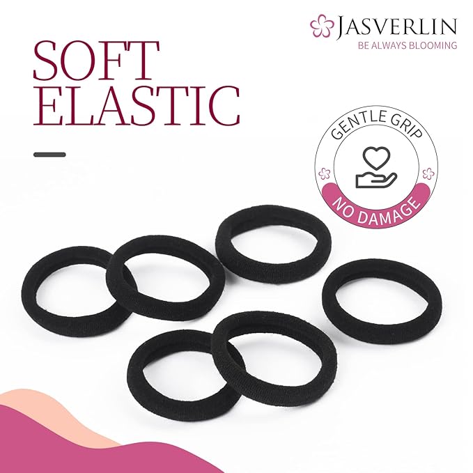 White Cotton Fabric Hair Ties, Soft Seamless Ponytail Scrunchies Elastic Bands for Women’s Braided Curly Thin Thick Hair No Damage Crease 1.5 Inch 100 pcs
