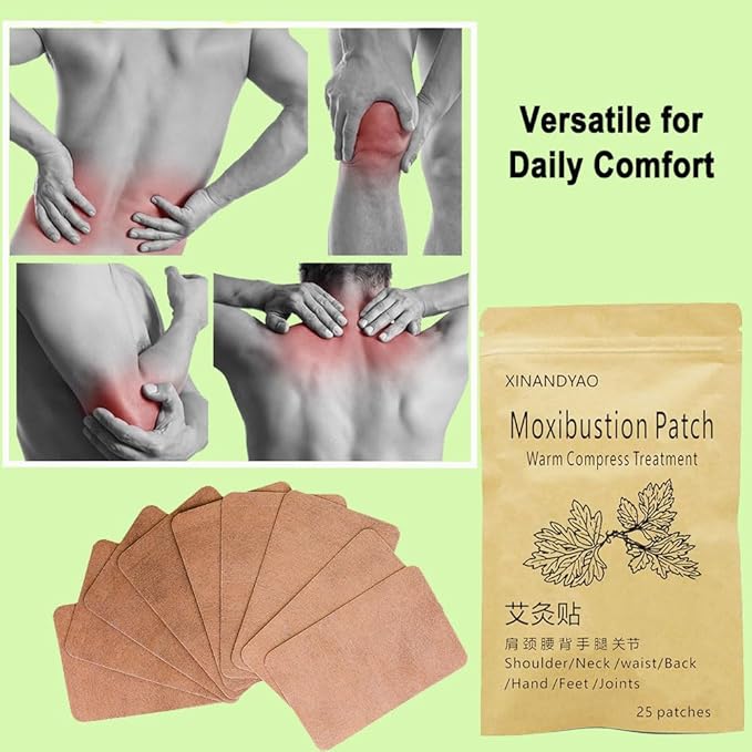 50 Patches Moxibustion Herbal Warming Patch – Mugwort Self-Heating Pads, Comfort for Back, Neck, Shoulder, Knee & Joints, Traditional Chinese Inspired (12 * 8cm)