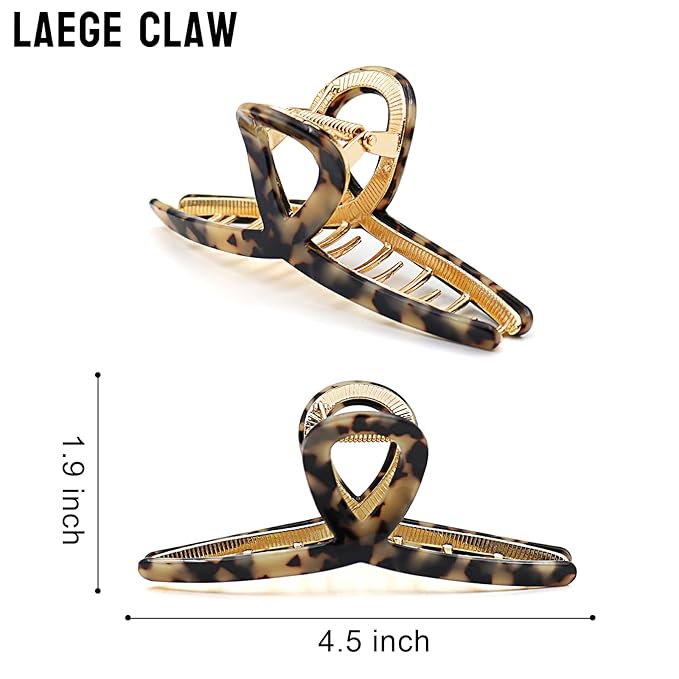 Large Claw Clips - Metal Hair Clips for Women - Gold Claw Clips for Thick Hair - Strong Hold Big Claw Clip for Women Girls - Black