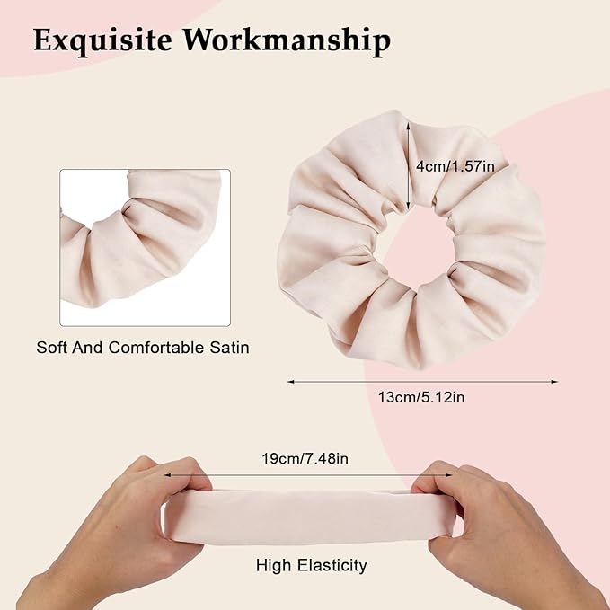 Satin Scrunchies for Women – 8PCS Neutral Silk Hair Ties Set (Black, Blonde, Dark Brown, Light Brown) – No Crease, Frizz-Free, Gentle Elastic Hair Bands, Soft & Stylish Everyday Hair Accessories Gifts