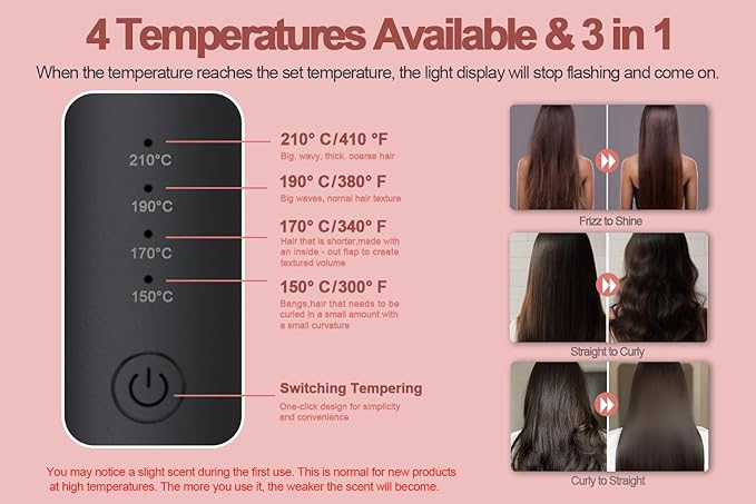 Youbella Cordless Hair Curling Iron Brush, Mini Travel Hot Straightener Comb, 3-in-1 Portable Wave Curling Wand, 1.5″ Ionic Heated Brush, USB Rechargeable Hair Curler, Black – No Automatic Rotation
