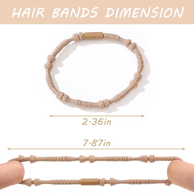 20 PCS Boho Hair Ties, Bracelets Hair Ties for Thick or Thin Hair, 4 Styles Boho Ties for Ponytail Holders, 2.36’’ Hair Ties No-Damage, Chirstmas Gifts, Brown