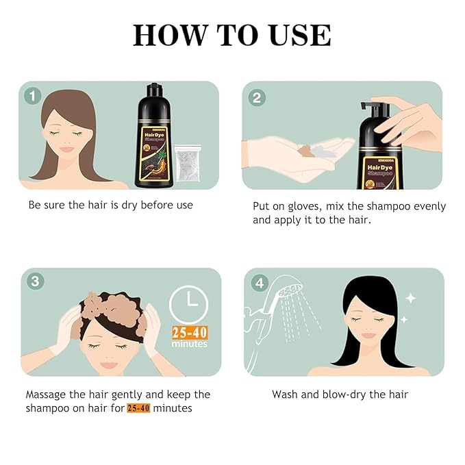 Wine Red Hair Dye Shampoo 3 in 1, Long-lasting & Natual Hair Color Shampoo, Herbal Ingredients Natural Shampoo Hair Dye Effect in Minutes, Gifts for Men Women 500ml