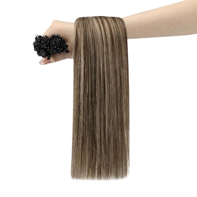 YoungSee U Tip Hair Extensions Human Hair Highlight Utip Hair Extensions Human Hair Highlight Brown Mixed Blonde Hair Extensions Hot Fusion Ktips Hair Extension U Tip 20In 1G/S 50G for Wedding