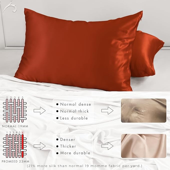 PROMEED 23 Momme Silk Pillowcase for Hair and Skin, Both Sides Upgraded Grade 6A+ Mulberry Silk Pillow Case with Zipper, Cooling Pillow Cases for Hot Sleepers (Standard 20"x26", Dusk)