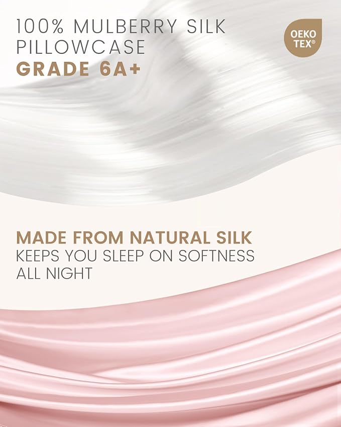 THXSILK Mulberry Silk Pillowcase Hypoallergenic Zipper Pillow Case - Highest Grade 6A+ 100% Pure Mulberry Real Silk Pillowcase, 1PC (Light Pink, Queen Size 20"x30")
