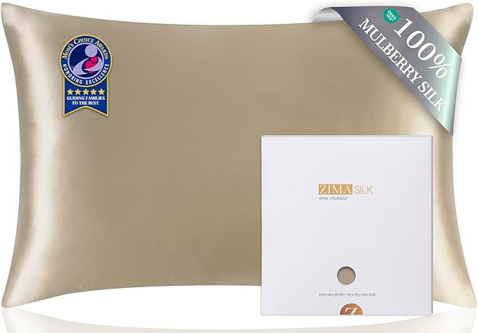 ZIMASILK 100% Pure Mulberry Silk Pillow Cases for Hair and Skin, Soft, Hypoallergenic & Smooth, Both Sides Grade 6A Silk, with Hidden Zipper, Gift for Women Men, 1pc (Queen 20''x30'', Taupe)