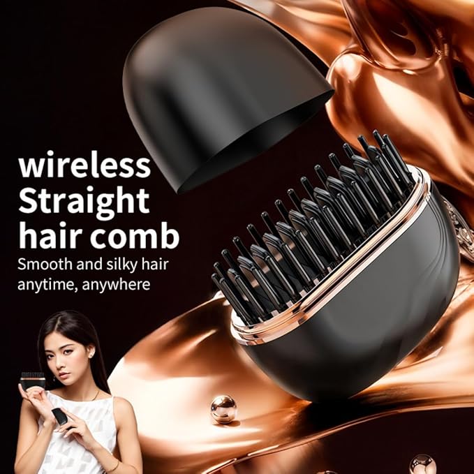 Mini Straightener - 3-Speed Temperature Control Rechargeable Hair Straightener Brush,Anti Scald Shell，Lightweight Portable Heatable Home Travel Gifts (2)