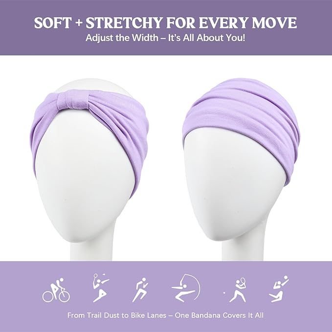 Wide Headbands for Women Knotted No Slip Head Bands Soft Turban Headband Hair Accessories Boho African Solid Color Head Wraps for Women Yoga Workout Pack of 6
