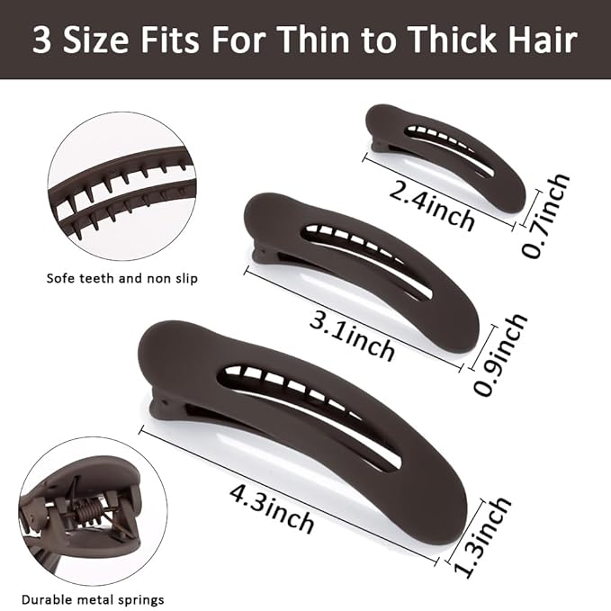 Large Duck Billed Flat Hair Clips, Ahoney 12 Pack Alligator Hair Clips Flat Claw Clip for Thin Thick Hair 3 Sizes Lay Down Banana Clip Hair Styling Accessories for Women Girls (Neutral)