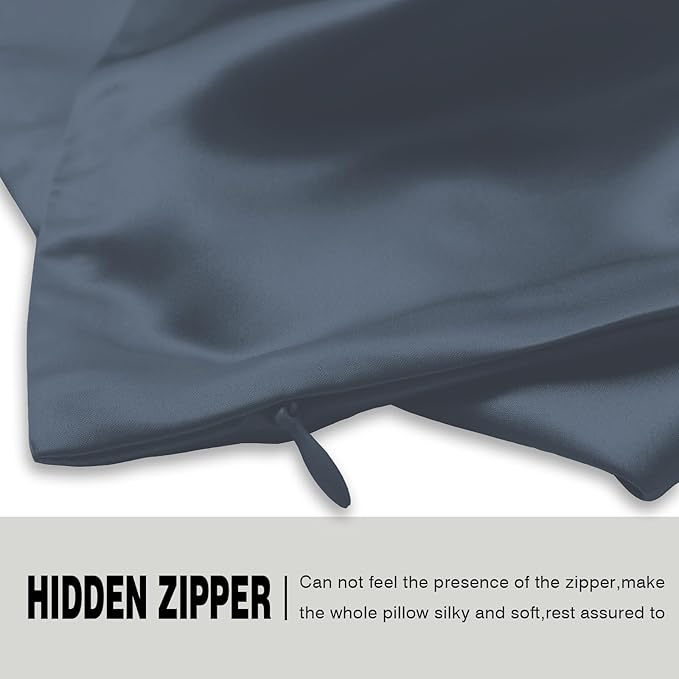 Mulberry Silk Pillow Cases for Hair and Skin King Size Silk Pillowcase with Zipper Soft Breathable Smooth Cooling Satin Silk Pillow Covers for Sleeping (Space Grey,20"X 36",1Pcs)