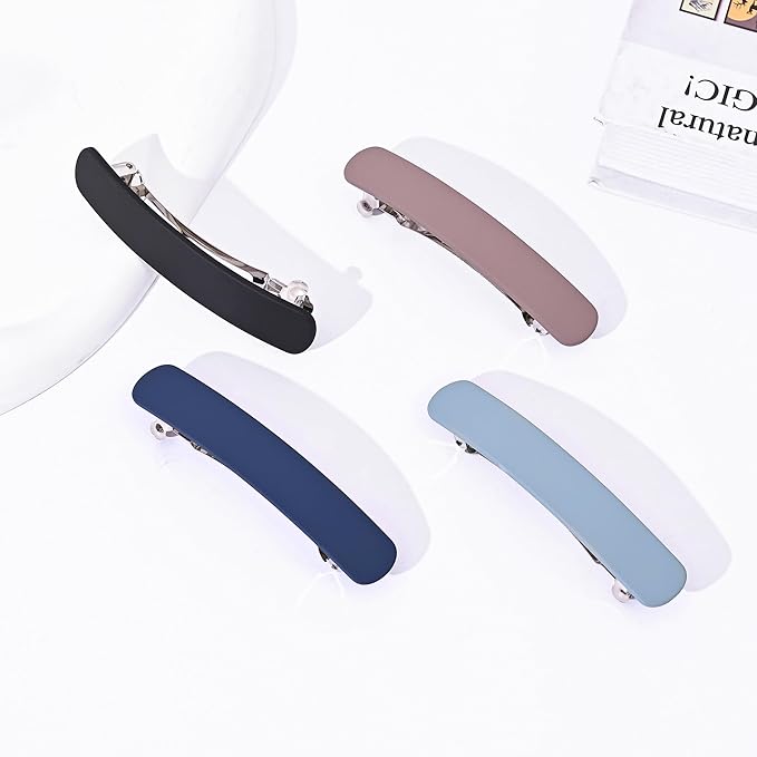 Fsmiling Hair Barrettes for Women French Hair Barrette Clip Medium Matte Hair Clips Barrette No Slip Hair Accessories 4-Pack
