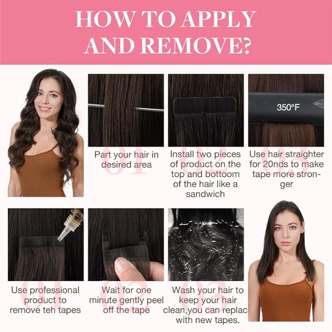 GOO GOO Tape in Hair Extensions Human Hair, 4/26/4 Balayage Chocolate Brown to Honey Blonde, 24inch 30g 10pcs, Skin Weft Seamless Invisible, Silky Straight with Thick Ends, Remy Human Hair