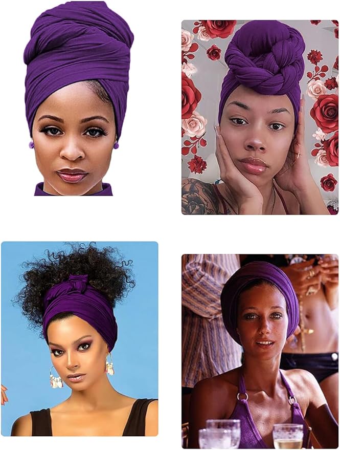 Harewom Head Wraps for Black Women Stretch Head Scarf Long African Hair Wraps Turban Headwraps Jersey Headbands